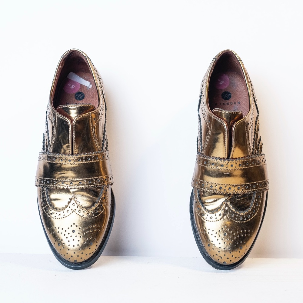 Hudson London Womens Bronze Oxford Dress Shoes Made in Portugal Size 6